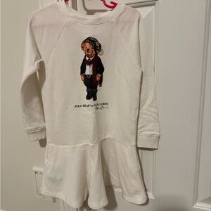 Ralph Lauren Kids White Polo Bear Sweatshirt Dress